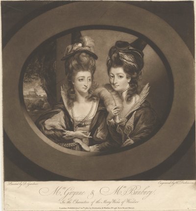 Pani Gwynne i pani Bunbury w postaciach Wesołych kumoszek z Windsoru autorstwa William Dickinson
