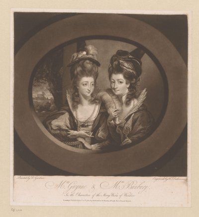 Portret van Mary Gwyn i Catherine Bunbury Pani Gwynne i Pani Bunbury, / w postaciach Wesołych kumpel z Windsoru (tytuł na obiekcie) autorstwa William Dickinson