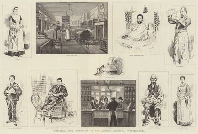 Życie szpitalne, szkice w londyńskim szpitalu, Whitechapel autorstwa William Douglas Almond