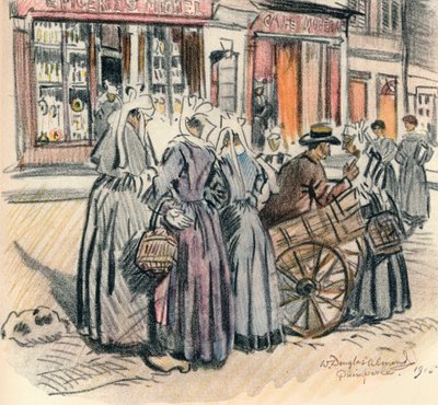 Uliczna plotka, Quimperle, 1915 autorstwa William Douglas Almond