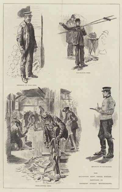 Schemat socjalny Armii Zbawienia, Szkice na Hanbury Street, Whitechapel autorstwa William Douglas Almond