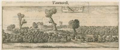 Tamworth - Panorama: miedzioryt i [XVII w.] autorstwa William Dugdale