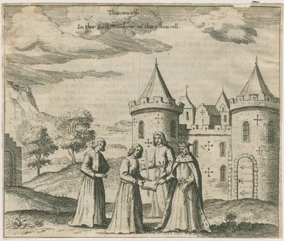 Zamek Tamworth - Szyba okienna: grawerowanie i [?XVII wiek] (druk) autorstwa William Dugdale