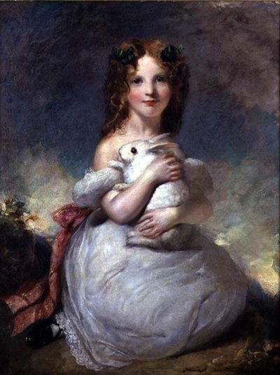 Portret Dory Louisy Grant trzymającej królika autorstwa William Dyce