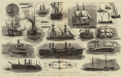 H M S Imperieuse i niektóre z najnowszych typów okrętów brytyjskiej marynarki wojennej autorstwa William Edward Atkins