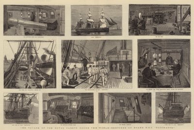 Podróż kadetów królewskich dookoła świata, szkice na pokładzie HMS Bacchante autorstwa William Edward Atkins
