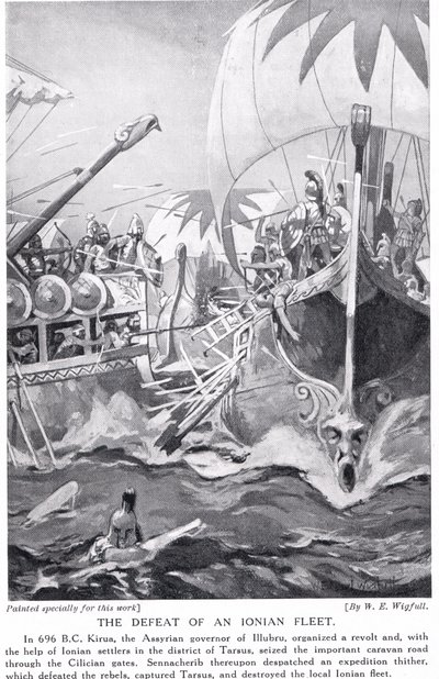 Klęska floty jońskiej, ilustracja z „Historii narodów Hutchinsona” autorstwa William Edward Wigfull