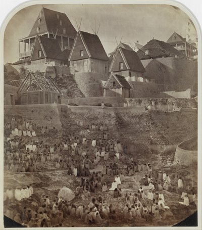 Widok Antsahatsiroa, Madagaskar, 1862-65. autorstwa William Ellis