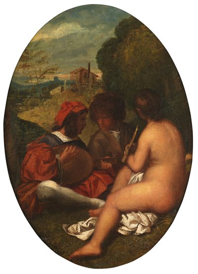 Koncert duszpasterski, wg Tycjana (olej na płótnie ułożony na desce) autorstwa William Etty