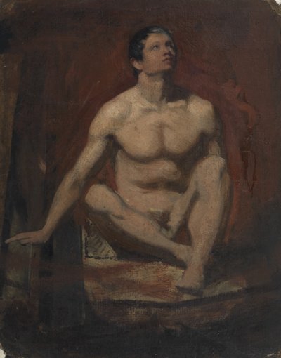 Siedzący mężczyzna nago, widok z przodu autorstwa William Etty