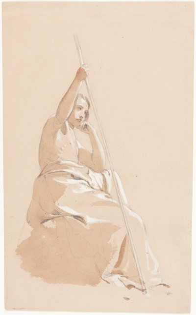Siedzący młodzieniec z laską autorstwa William Etty
