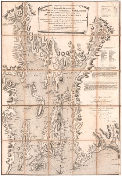 Mapa topograficzna Rhode Island autorstwa Blaskewitza autorstwa William Faden