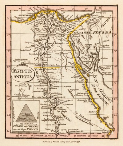Starożytny Egipt. Mapa. autorstwa William Faden