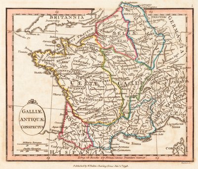 Starożytna Galia. Mapa. autorstwa William Faden
