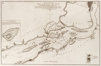 Bieg rzeki Delaware od Filadelfii do Chester, Ameryka Północna autorstwa William Faden