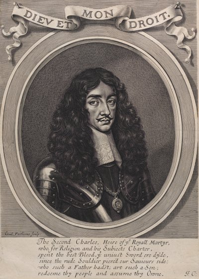 Król Karol II, 1660-70. autorstwa William Faithorne