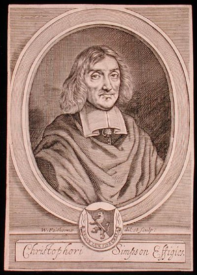 Portret Christophera Simpsona (ok. 1605-69) (grawerowanie) autorstwa William Faithorne