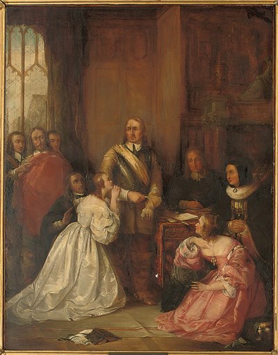 Rodzina Cromwella, wstawiając się za życiem Karola I autorstwa William Fisk