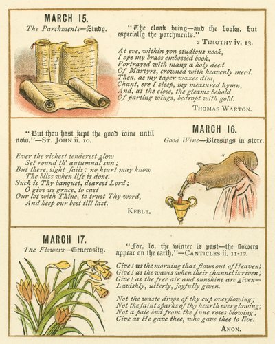 Strona z Księgi Jubileuszowej Godła Biblijnego (kolorowa litografia) autorstwa William Foster