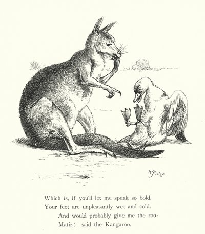 Kaczka i kangur (grawerowanie) autorstwa William Foster