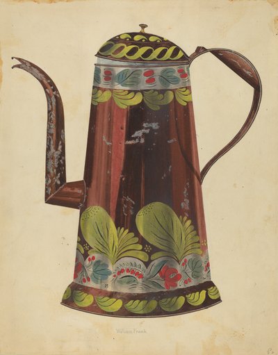 Dzbanek do kawy Toleware, c. 1937. autorstwa William Frank