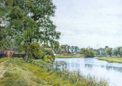 Na rzece Ouse w Hemingford Grey, z dworem w oddali autorstwa William Fraser Garden