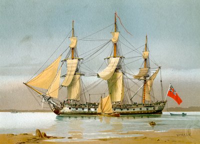 42-działowa fregata Royal Navy, c1780, c1890-c1893. autorstwa William Frederick Mitchell