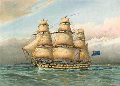 Okręt bojowy około 1760 autorstwa William Frederick Mitchell
