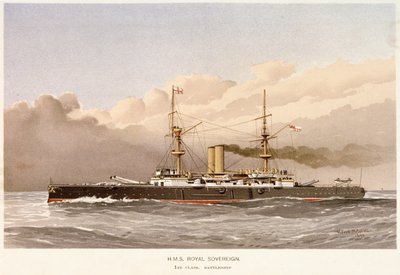 Pancernik HMS "Royal Sovereign autorstwa William Frederick Mitchell
