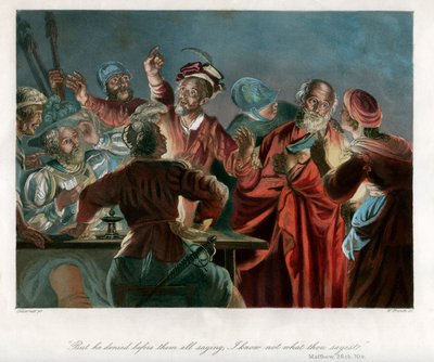 „Ale on zaprzeczył przed nimi wszystkimi, mówiąc: Nie wiem, co mówisz”, ok. 1850 r. autorstwa William French