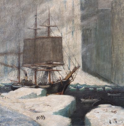 Wielorybnik zacumowany do lodu autorstwa William G. Burn Murdoch