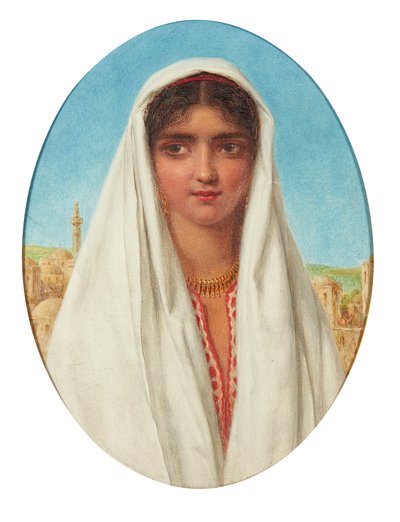 Portret arabskiej dziewczyny (olej na panelu) autorstwa William Gale