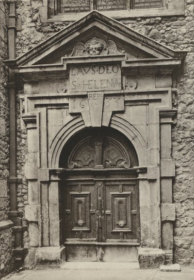 Wejście do kościoła św. Heleny w Londynie (zdjęcie czarno-białe) autorstwa William Galsworthy Davie