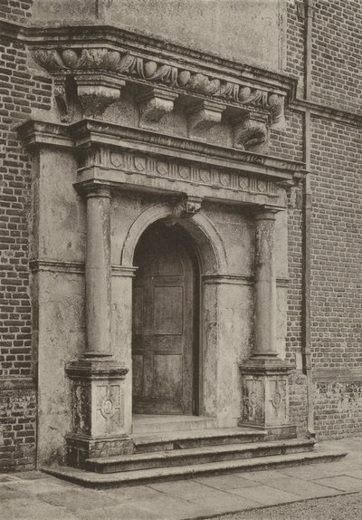 Drzwi, skrzydło południowe, Cobham Hall (zdjęcie czarno-białe) autorstwa William Galsworthy Davie
