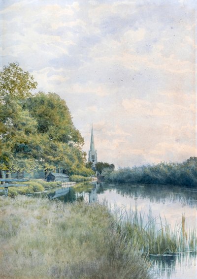 Kościół Wszystkich Świętych ze ścieżki Towpath, Hemingford Grey autorstwa William Garden Fraser