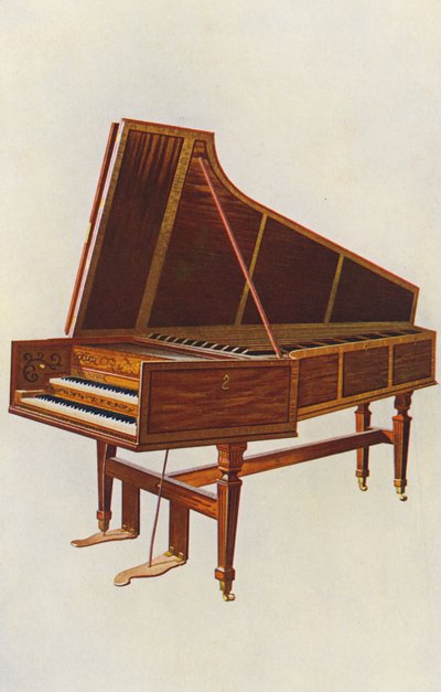 Instrumenty muzyczne: Klawesyn Cesarzowej (kolorowa litografia) autorstwa William Gibb