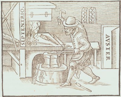 Wykuwanie magnesu, z De Magnete Williama Gilberta autorstwa William Gilbert