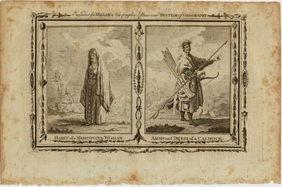 Obyczaje kobiety moskwianki oraz broń i strój Kałmuków, ok. 1730 autorstwa William Grainger