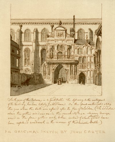 Widok południowy na wejście do Guildhall, City of London, XVIII wiek 1886. autorstwa William Griggs