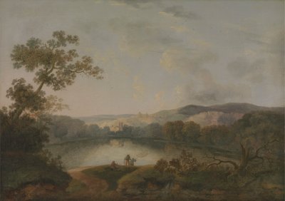Widok na jezioro z rybakami autorstwa William Groombridge