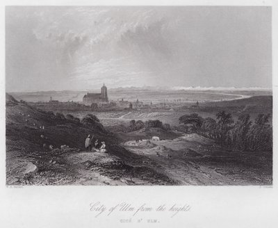 Miasto Ulm z wysokości (rycina) autorstwa William H. Bartlett