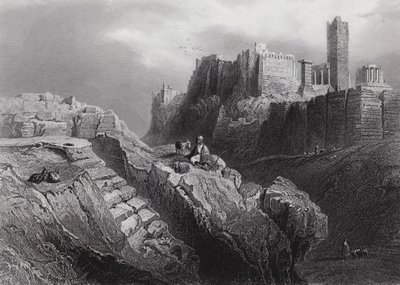 Wzgórze Marsa, Ateny (rycina) autorstwa William H. Bartlett