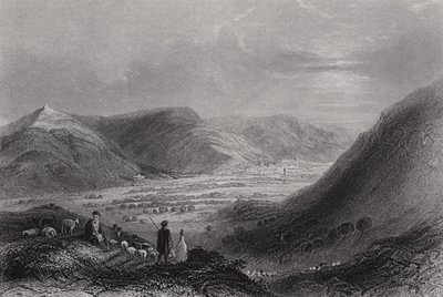Góra Gerizim i dolina Nablous, z góry Ebal (rycina) autorstwa William H. Bartlett