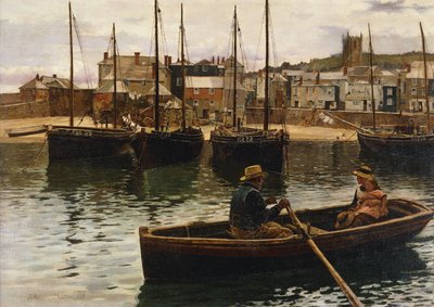 Port, St.Ives, Kornwalia, 1885 autorstwa William H. Bartlett