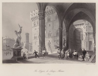 Loggia di Lanzi, Florencja, Włochy (grafika) autorstwa William H. Bartlett