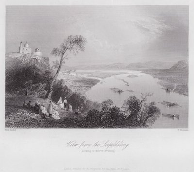 Vaizdas nuo Leopoldsbergo, žiūrint į Kloster Neuburg (graviravimas)poli autorstwa William H. Bartlett