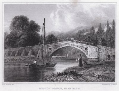 Weston Bridge, niedaleko Bath (rycina) autorstwa William H. Bartlett