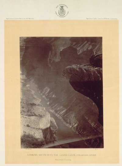 Patrząc na południe do Wielkiego Kanionu, rzeka Kolorado, Sheavwitz, 1872. autorstwa William H. Bell