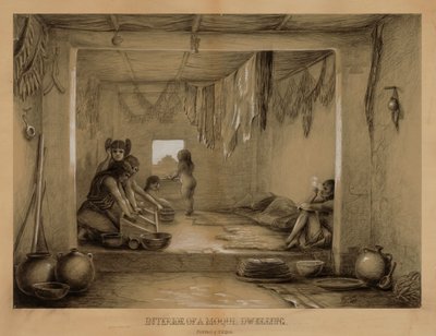 Wnętrze domu Hopi, koniec XIX-początek XX wieku. autorstwa William H. Jackson