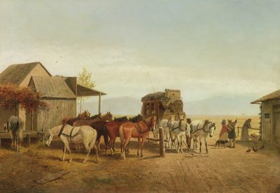 Zatrzymanie dyliżansu w Kalifornii, 1875 r autorstwa William Hahn
